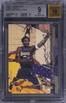 2000-01 Upper Deck "UD Game Jersey Autographed" #KB-A Kobe Bryant Signed Game Used Jersey Card (#8/8) – BGS MINT 9/BGS 10
